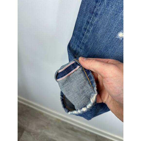 Vince Union Slouch Distressed Jeans In Heritage Size 27 Japanese Selvedge Denim - Picture 14 of 16
